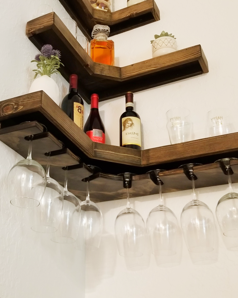 Wine Corner Shelves | knotty pine