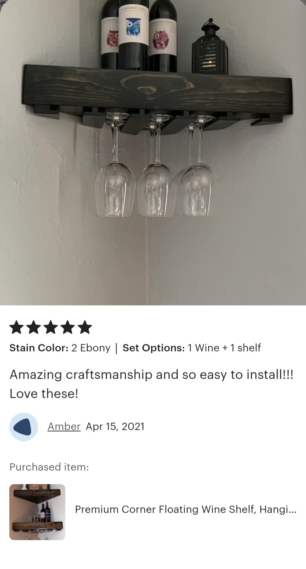 Premium Corner Floating Wine Shelf | Handcrafted in the USA