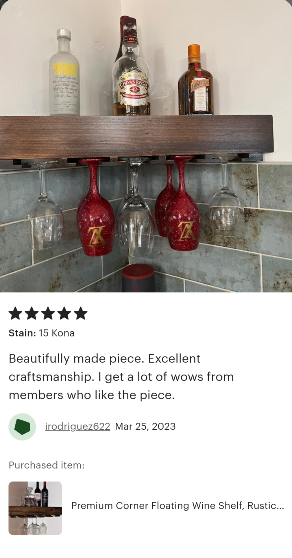 Premium Corner Floating Wine Shelf | Handcrafted in the USA