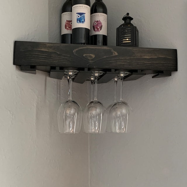 Premium Corner Floating Wine Shelf | Handcrafted in the USA