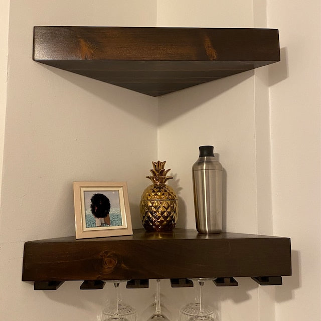 Premium Corner Floating Wine Shelf | Handcrafted in the USA