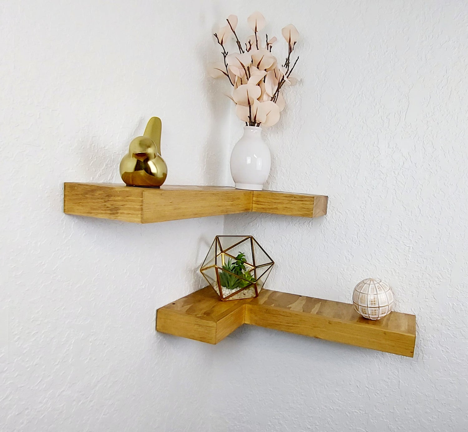 L Shaped Corner Floating Shelves | Pine wood