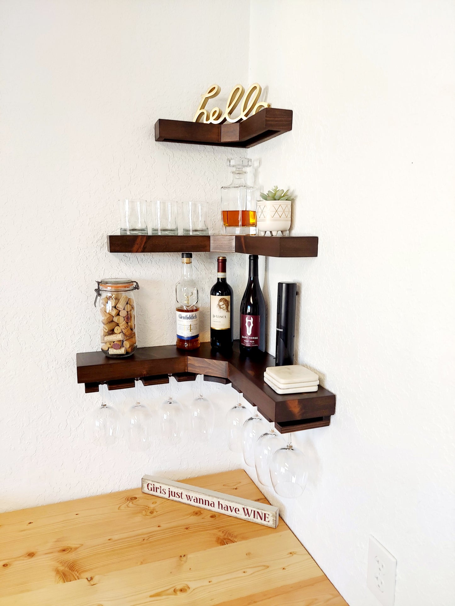 Wine Corner Shelves | knotty pine