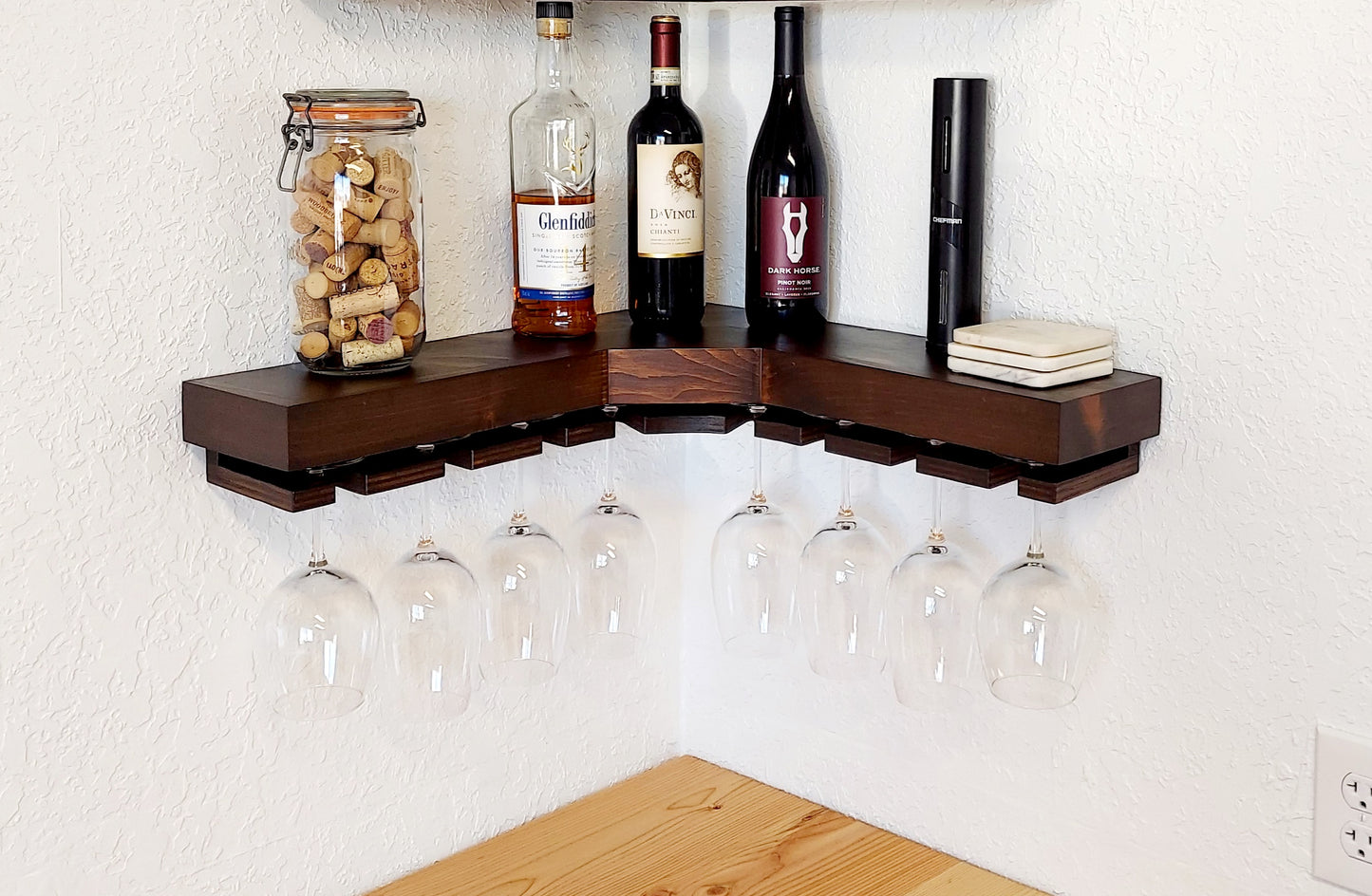 Wine Corner Shelves | knotty pine