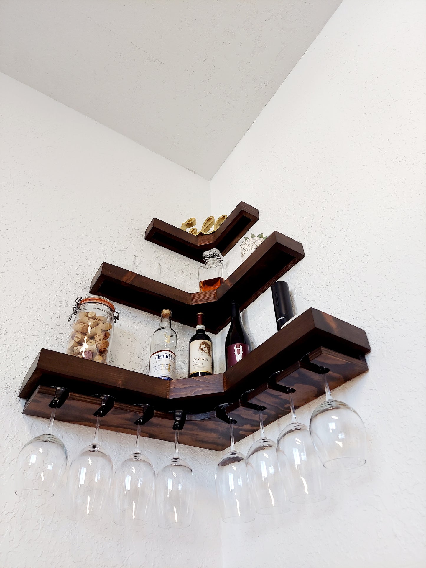 Wine Corner Shelves | knotty pine