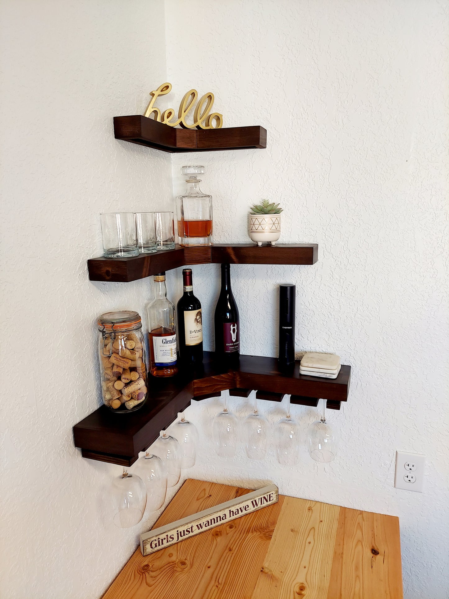 Wine Corner Shelves | knotty pine