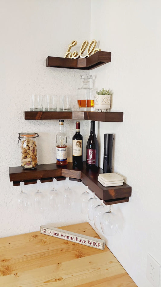 Wine Corner Shelves | knotty pine